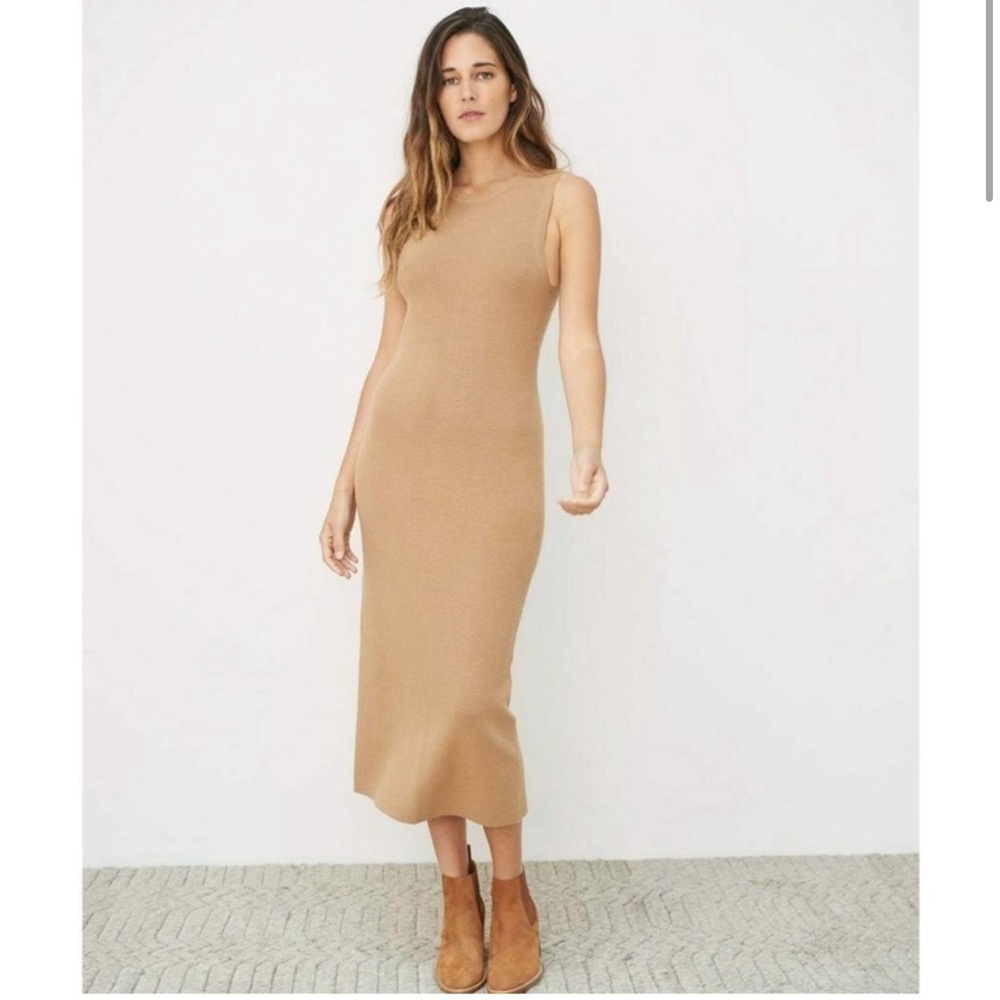 JENNI KAYNE Sleeveless Midi in Clay; Cotton & Cashmere Blend Sweater Dress L - Picture 3 of 10